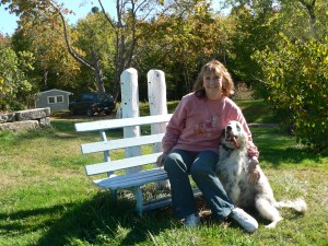 Me with one of my dogs at our island home